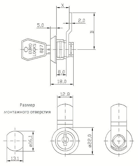 Замок почтовый F143/0221 EURO-LOCKS мастер-система